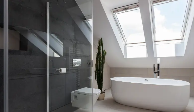 floor to ceiling glass enclosure bathroom remodel