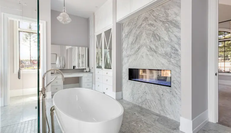 modern bathroom remodel ideas featuring a separate area for a bath tub and shower