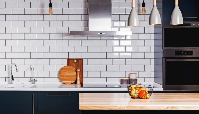 kitchen with subway tile backsplash