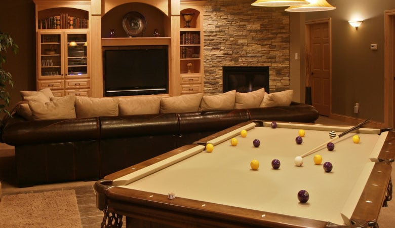 basement finishing entertainment pool room
